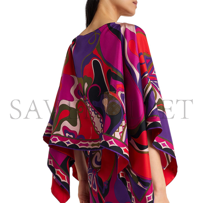 PUCCI ORCHIDEE SILK SLIP DRESS AND CAPE SET